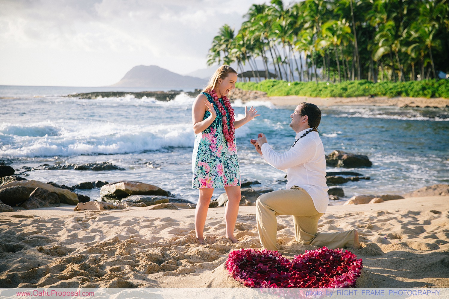 Surprise Proposal near Four Seasons Hotel Oahu Hawaii Koolina