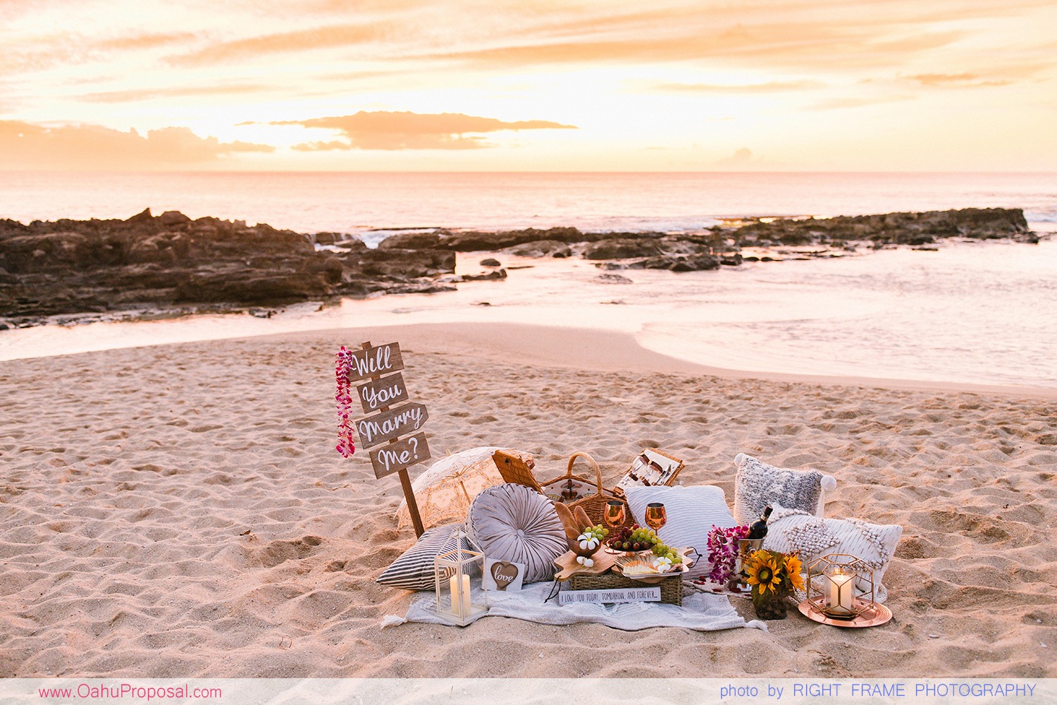 Oahu Hawaii Picnic Proposal Surprise Engagement Beach Ideas
