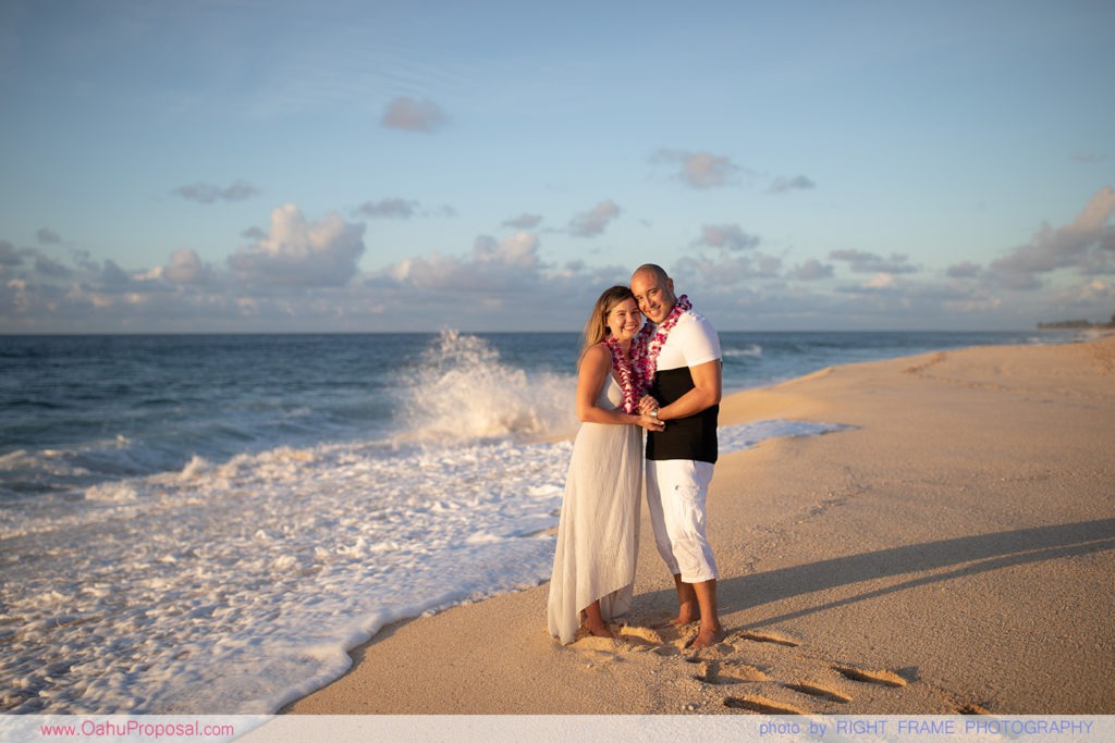 Sunset Marriage Proposal At Ke Iki Beach North Shore Oahu Hawaii Proposal Photographer