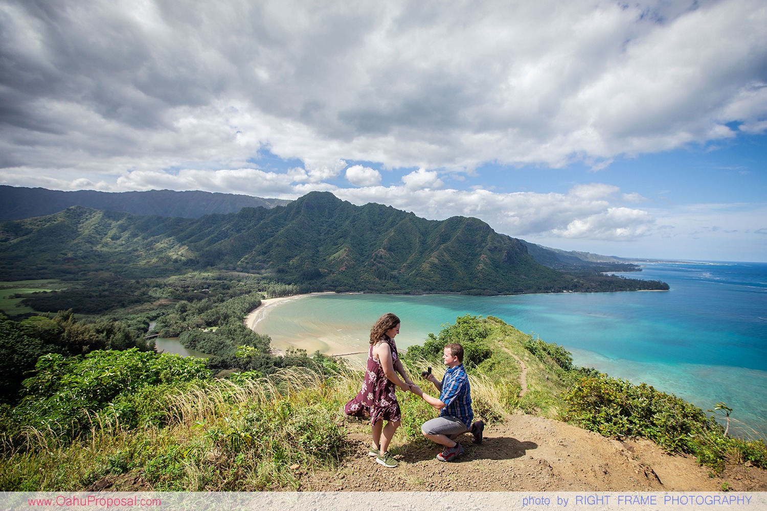 Surprise Hiking Proposal at Crouching Lion Trail Oahu Hawaii