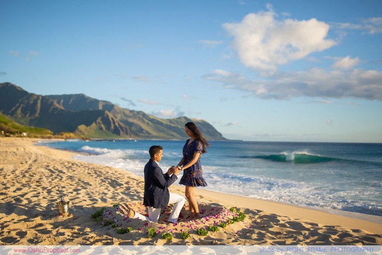 Romantic Sunset Beach Proposal Yokohama Bay Hawaii Oahu