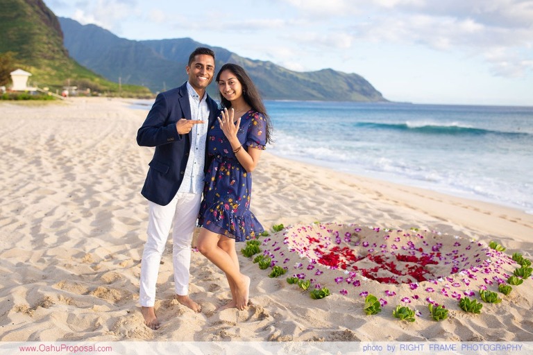 Romantic Sunset Beach Proposal Yokohama Bay Hawaii Oahu