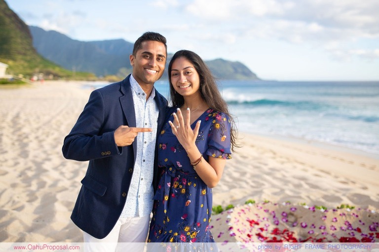Romantic Sunset Beach Proposal Yokohama Bay Hawaii Oahu