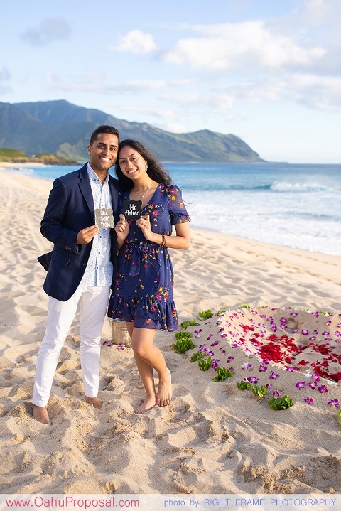 Romantic Sunset Beach Proposal Yokohama Bay Hawaii Oahu