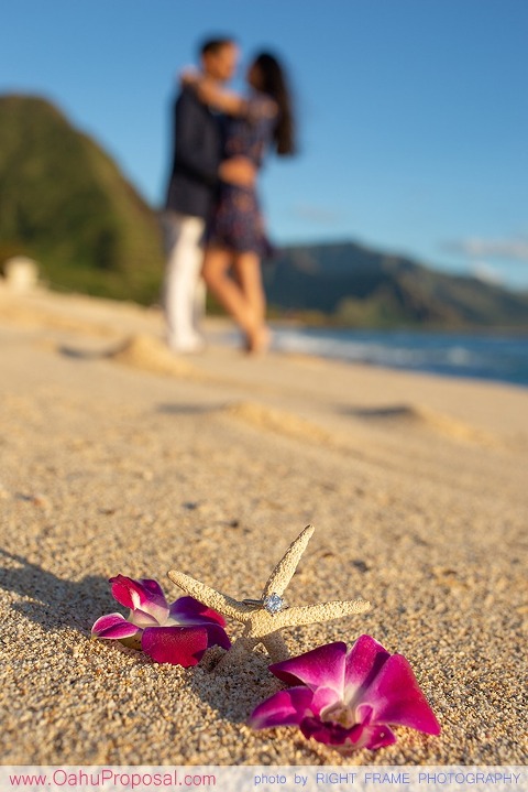 Romantic Sunset Beach Proposal Yokohama Bay Hawaii Oahu