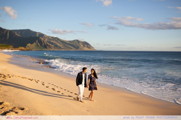 Romantic Sunset Beach Proposal Yokohama Bay Hawaii Oahu