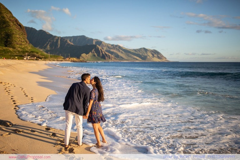 Romantic Sunset Beach Proposal Yokohama Bay Hawaii Oahu