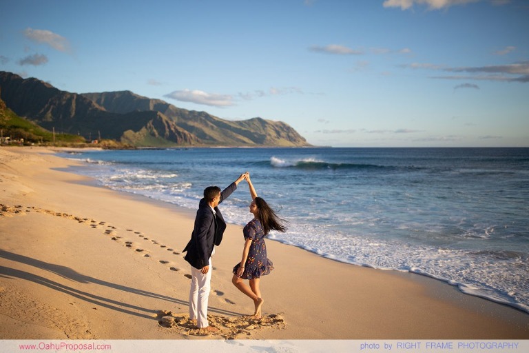 Romantic Sunset Beach Proposal Yokohama Bay Hawaii Oahu