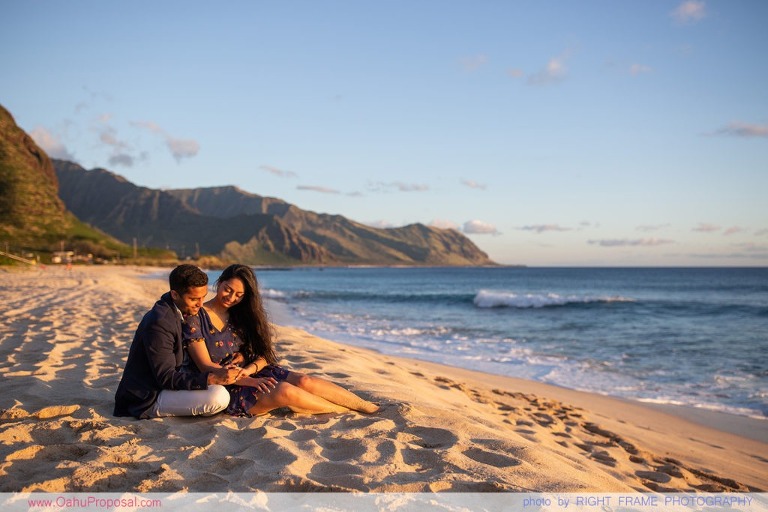 Romantic Sunset Beach Proposal Yokohama Bay Hawaii Oahu