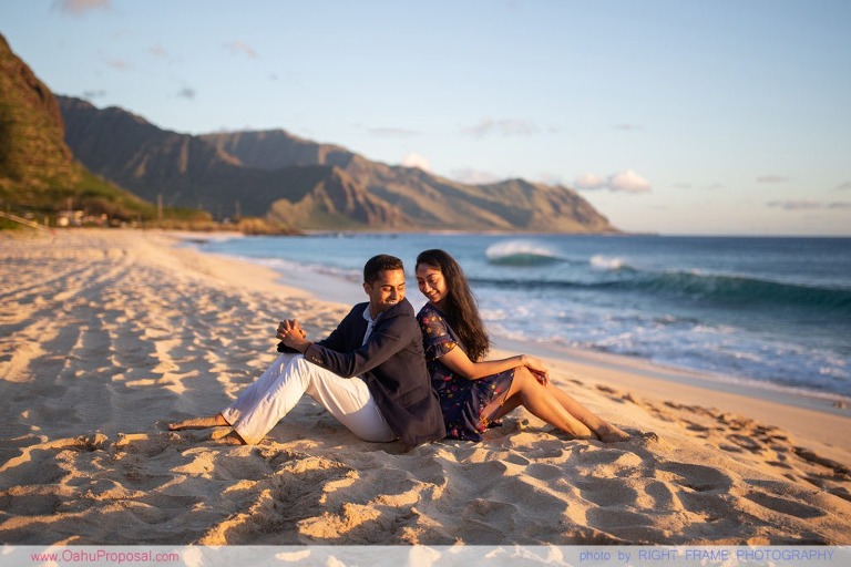 Romantic Sunset Beach Proposal Yokohama Bay Hawaii Oahu