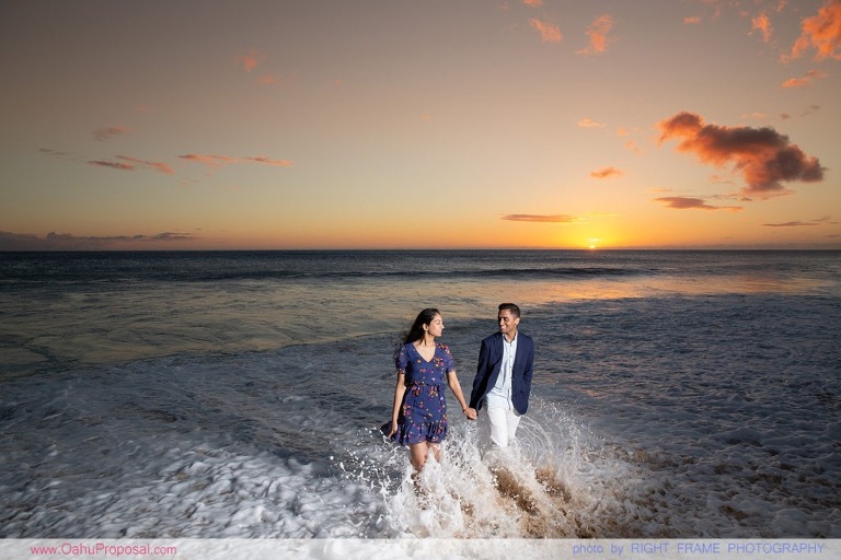 Romantic Sunset Beach Proposal Yokohama Bay Hawaii Oahu