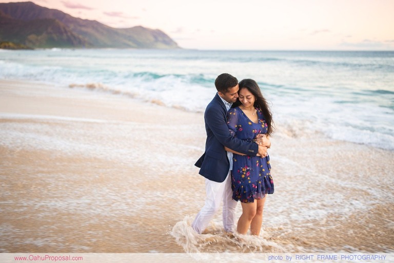 Romantic Sunset Beach Proposal Yokohama Bay Hawaii Oahu