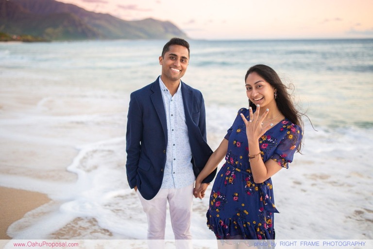 Romantic Sunset Beach Proposal Yokohama Bay Hawaii Oahu
