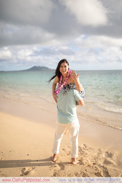 Sunrise Proposal at Lanikai Beach Oahu Hawaii