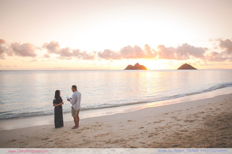 Sunrise Marriage Proposal at Lanikai Beach Hawaii