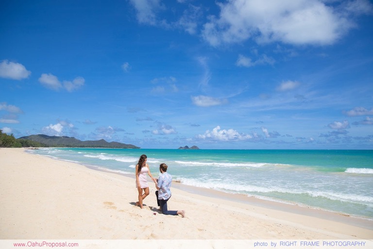 Surprise Marriage Proposal at Waimanalo Beach Oahu Hawaii