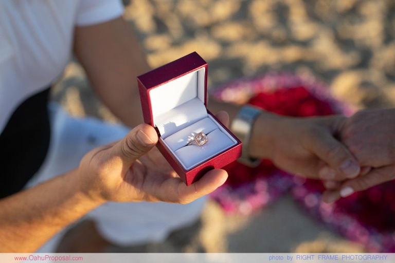 Sunset Marriage Proposal at Ke'iki Beach North Shore Oahu