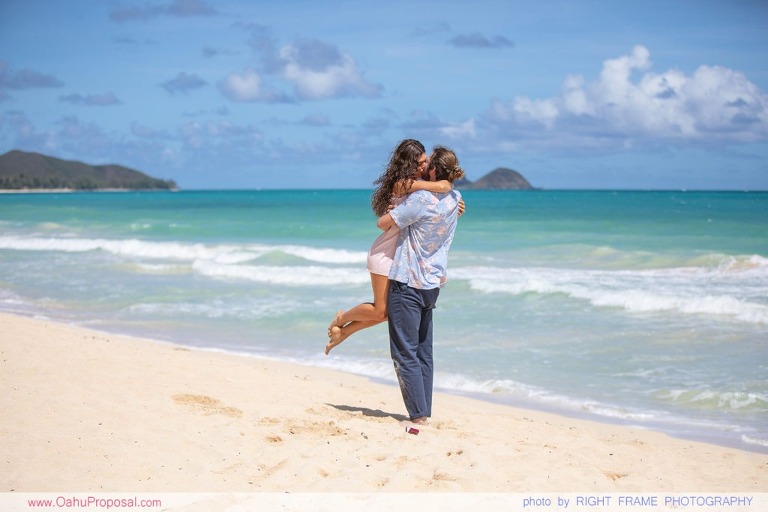 Surprise Marriage Proposal at Waimanalo Beach Oahu Hawaii