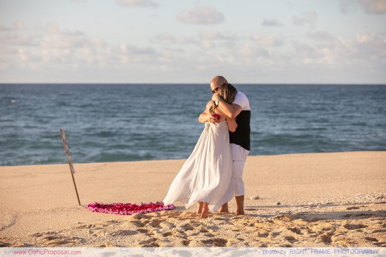 Sunset Marriage Proposal at Ke'iki Beach North Shore Oahu