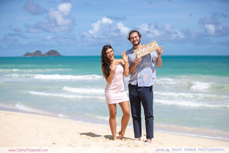 Surprise Marriage Proposal at Waimanalo Beach Oahu Hawaii