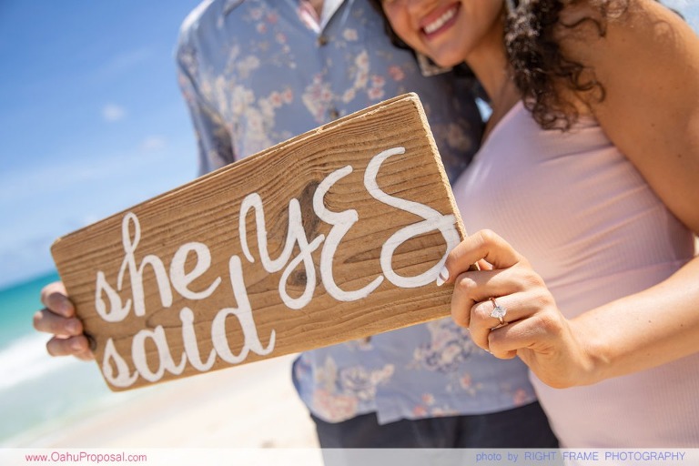 Surprise Marriage Proposal at Waimanalo Beach Oahu Hawaii