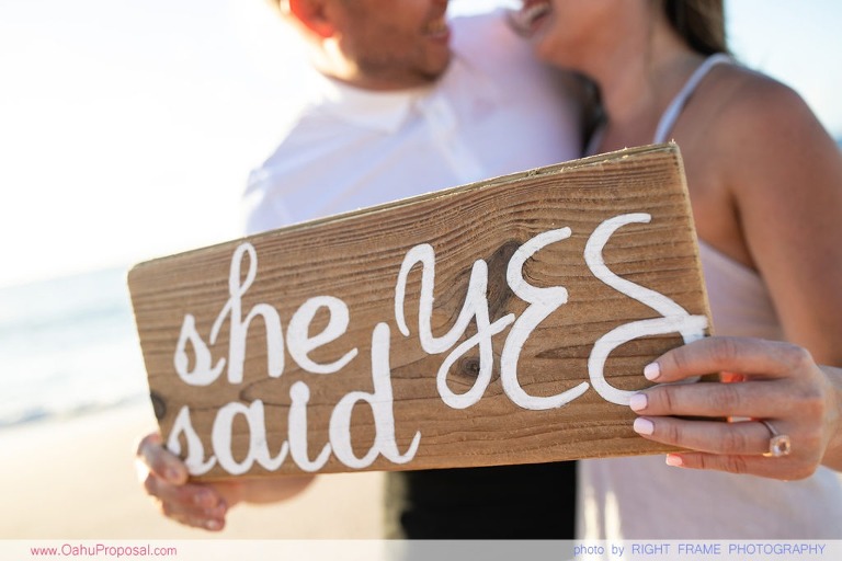 Sunset Marriage Proposal at Ke'iki Beach North Shore Oahu
