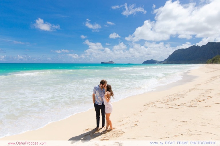 Surprise Marriage Proposal at Waimanalo Beach Oahu Hawaii