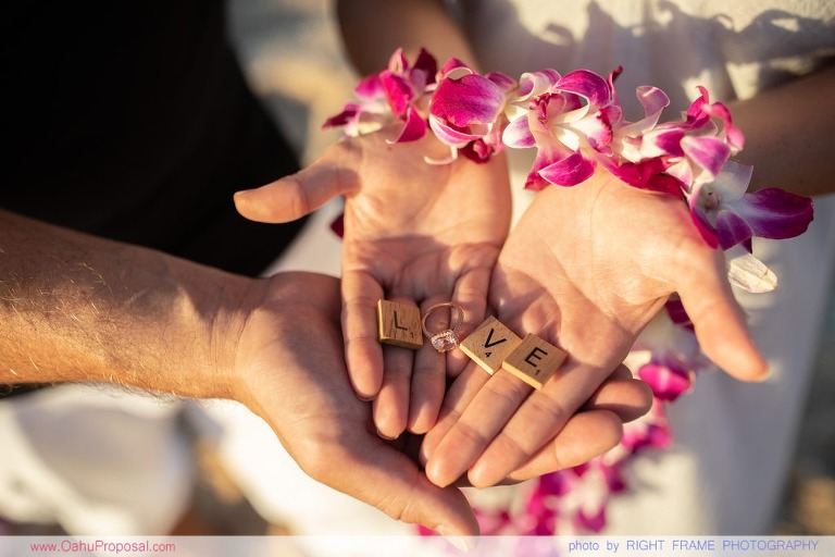 Sunset Marriage Proposal at Ke'iki Beach North Shore Oahu