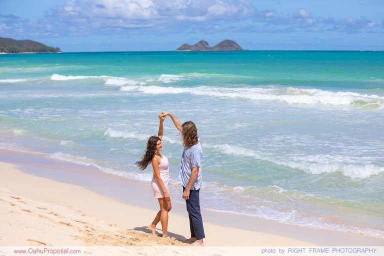 Surprise Marriage Proposal at Waimanalo Beach Oahu Hawaii