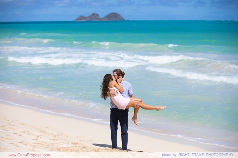 Surprise Marriage Proposal at Waimanalo Beach Oahu Hawaii