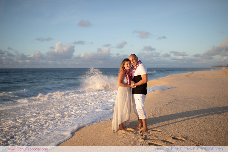 Sunset Marriage Proposal at Ke'iki Beach North Shore Oahu