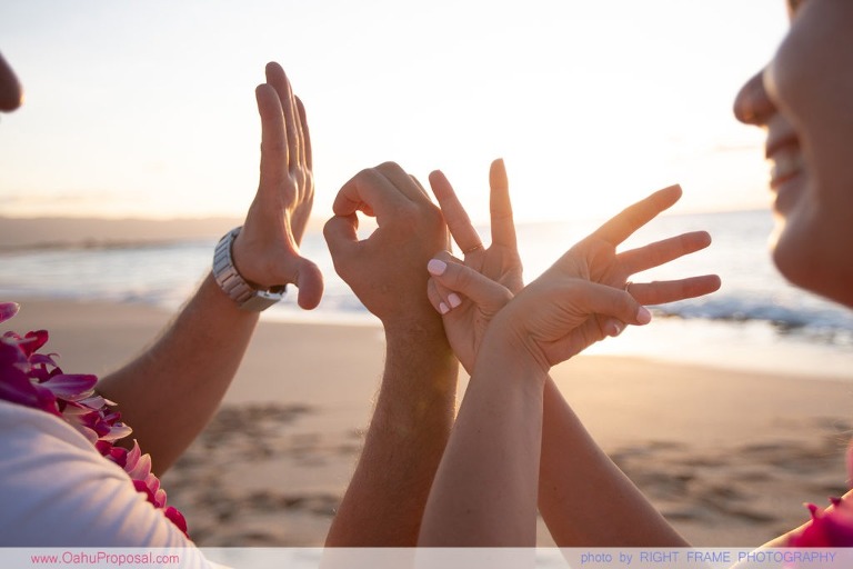 Sunset Marriage Proposal at Ke'iki Beach North Shore Oahu