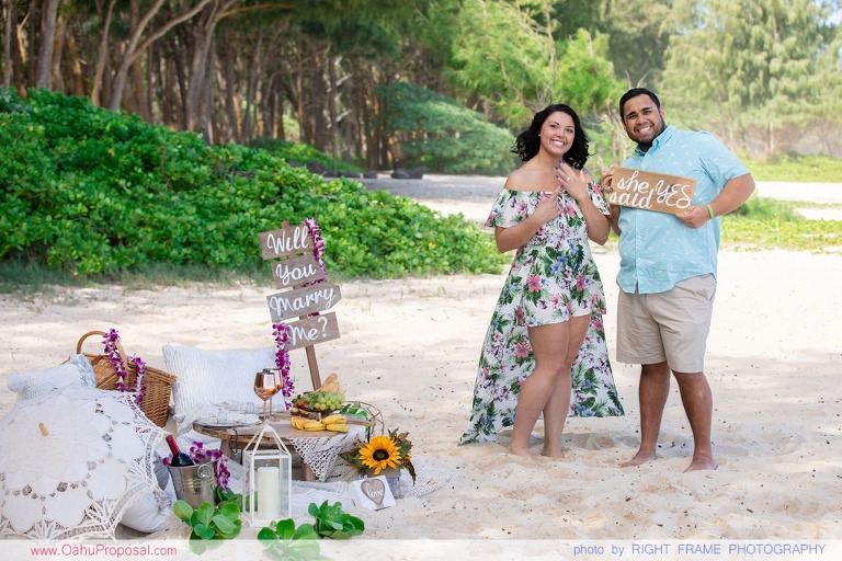 A Romantic Picnic Proposal at Waimanalo Beach Hawaii
