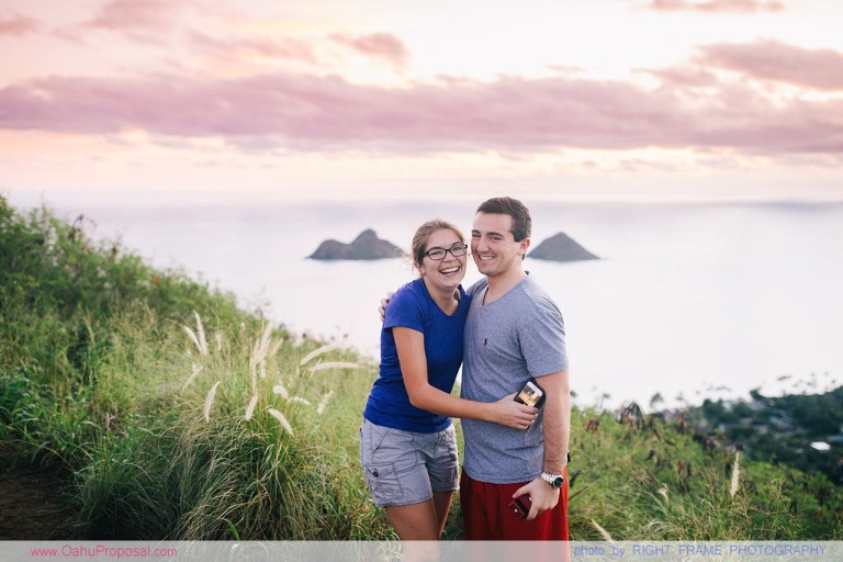 Sunrise Proposal at Lanikai Pillbox Hike in Oahu Hawaii