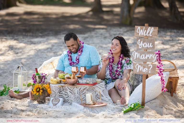 A Romantic Picnic Proposal at Waimanalo Beach Hawaii
