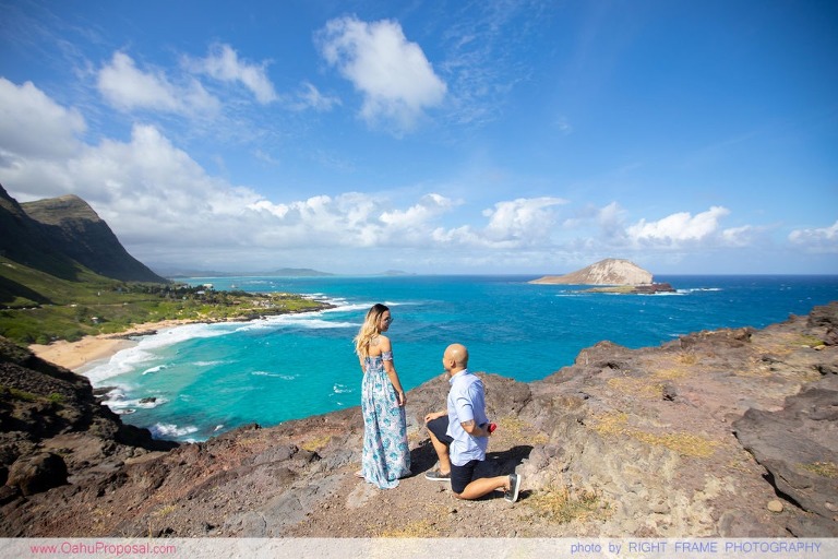 Surprise Proposal on a Cliffside at Makapuu Lookout Oahu