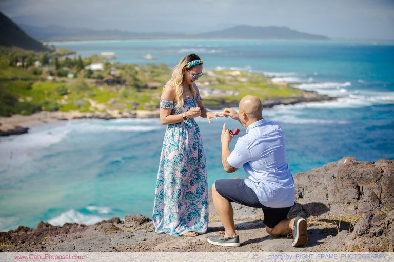 Surprise Proposal on a Cliffside at Makapuu Lookout Oahu