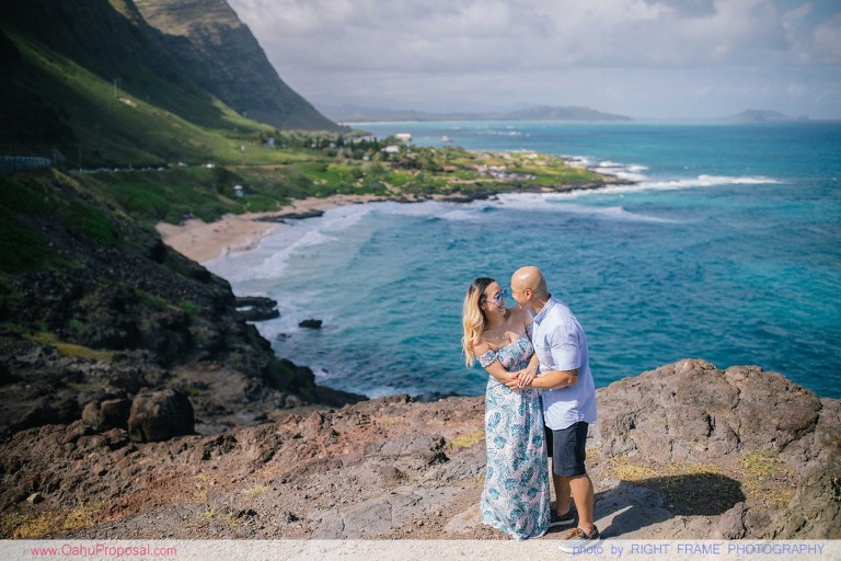 Surprise Proposal on a Cliffside at Makapuu Lookout Oahu