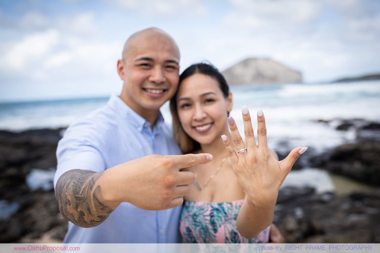 Surprise Proposal on a Cliffside at Makapuu Lookout Oahu