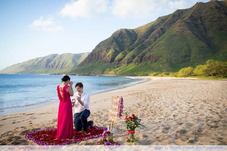 Surprise Proposal at Makua Beach on Oahu