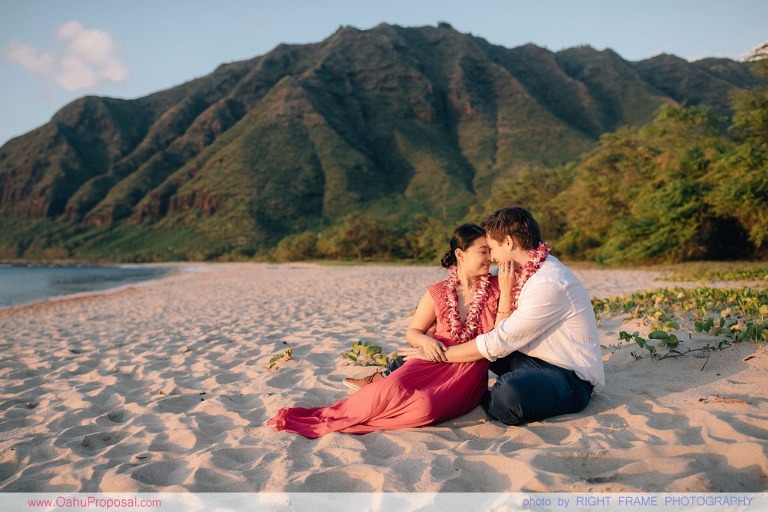 Surprise Proposal at Makua Beach on Oahu