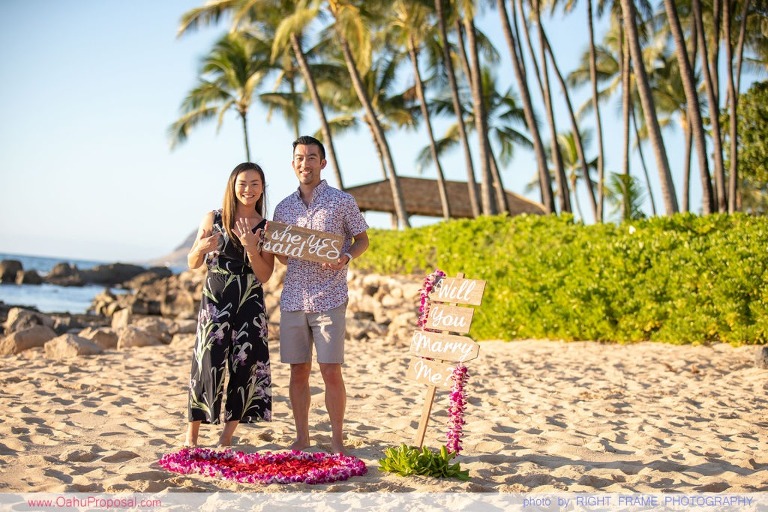 Engaged on Oahu near Four Seasons Resort at Ko Olina