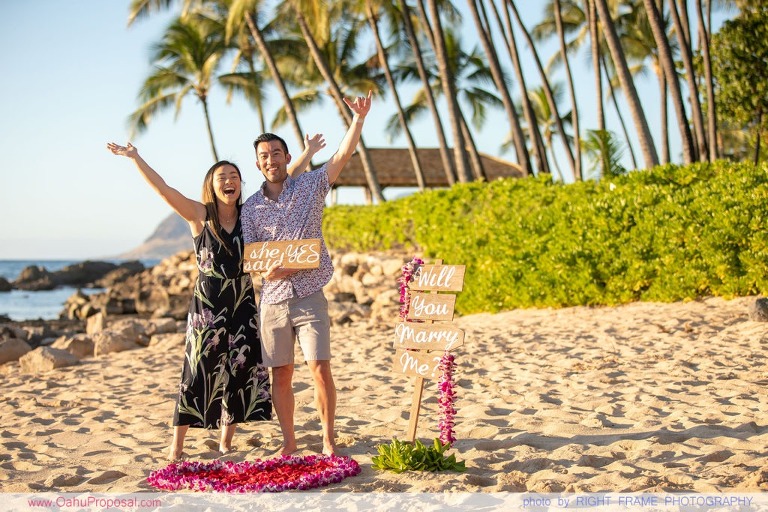 Engaged on Oahu near Four Seasons Resort at Ko Olina