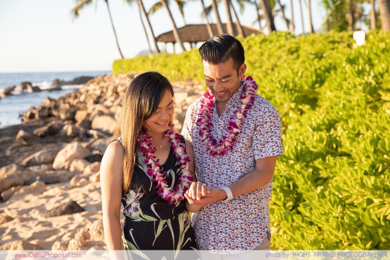 Engaged on Oahu near Four Seasons Resort at Ko Olina