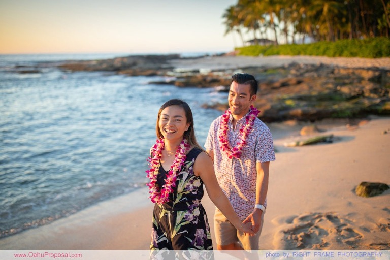 Engaged on Oahu near Four Seasons Resort at Ko Olina