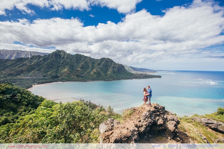 Surprise Hiking Proposal at Crouching Lion Trail Oahu Hawaii