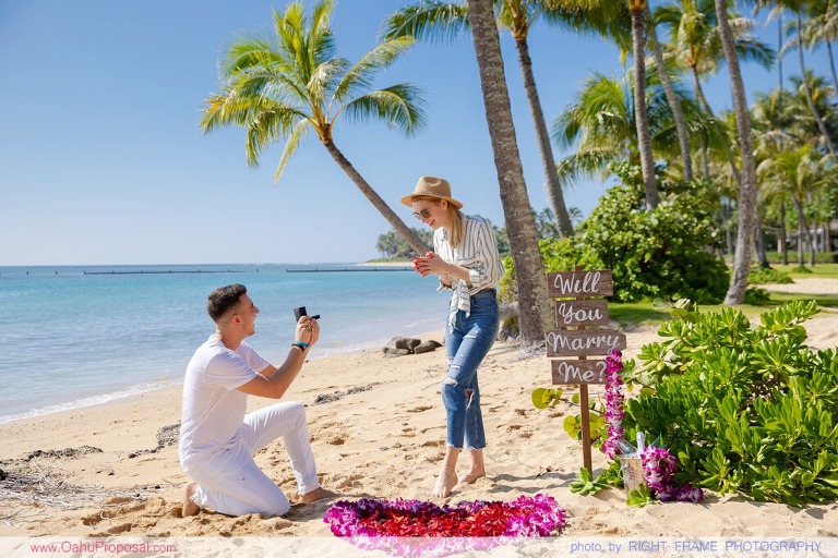Honolulu Proposal Photography Waialae Beach Park Kahala Beach Oahu