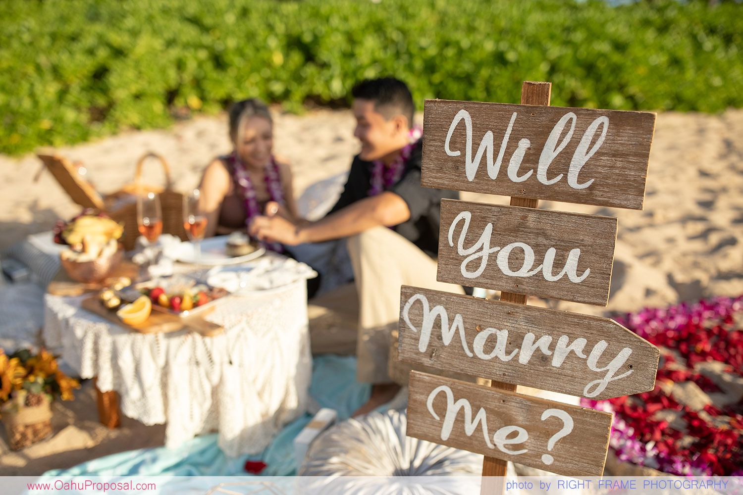 Proposing in Ko Olina Beach Picnic Proposal Oahu Photographer