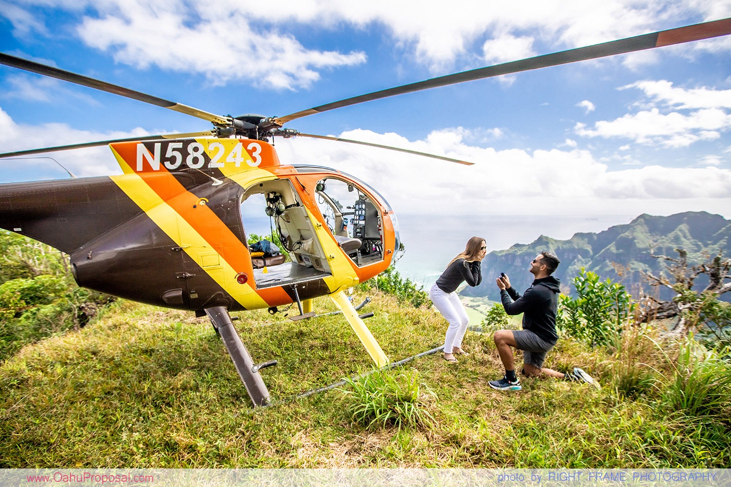 Oahu Helicopter Proposal scenic landing Kualoa Ranch Hawaii