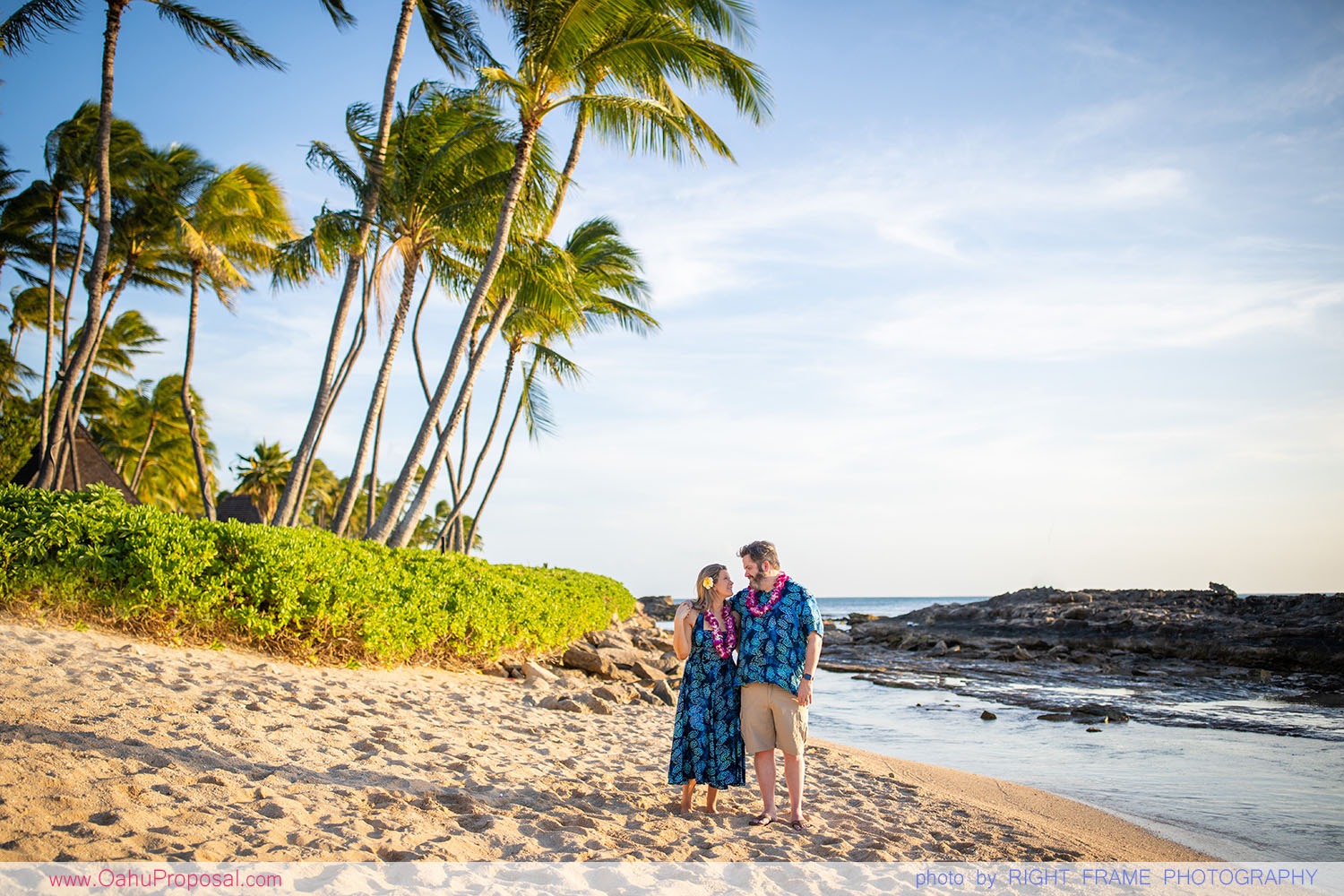 Sunset Picnic Proposal at Paradise Cove Beach in Ko'Olina, Oahu